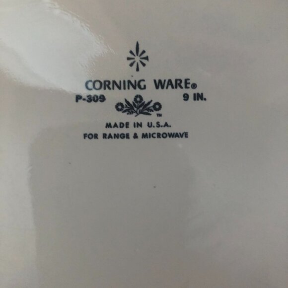 Cornflower Blue Corning Ware White 9 Inch Pie Plate Baking Dish P309 Vintage - Picture 2 of 4